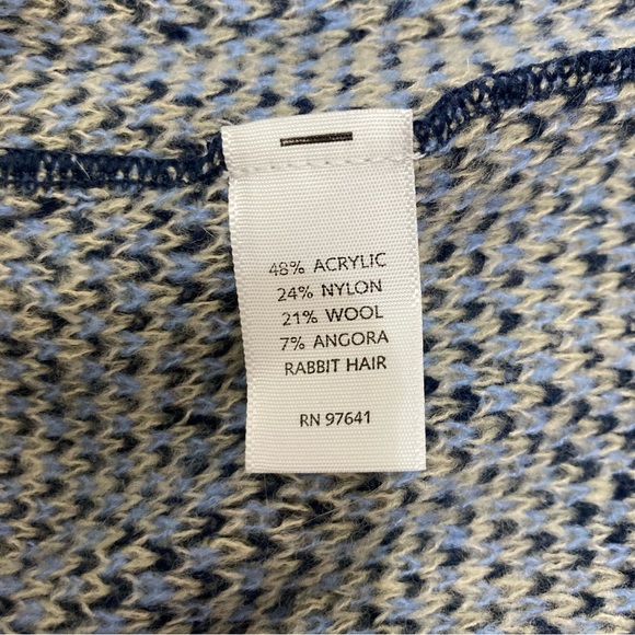 J.Jill Wool Angora Blend Blue Fair Isle Full Zip Sweater Women’s Size S Tall - Picture 9 of 10